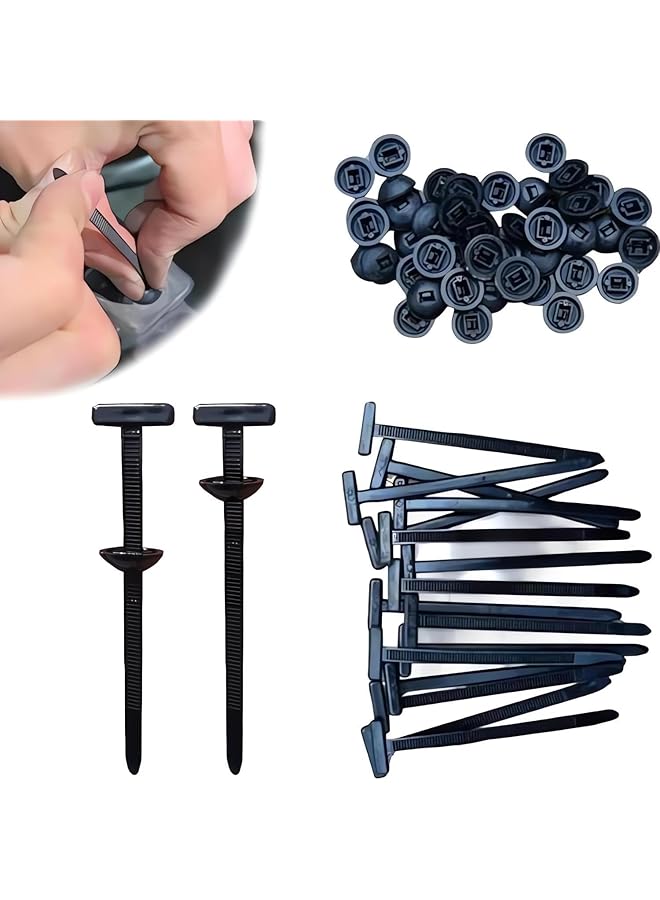 Green Tiger 100PCS Nylon Universal Cable Tie Buckle – Heavy Duty Self-Locking Zip Ties Holder, Plastic Cable Ties Tool Fasteners Car Body, UV Resistant Zipties for Car Daily Auto Fixing (100, Black)